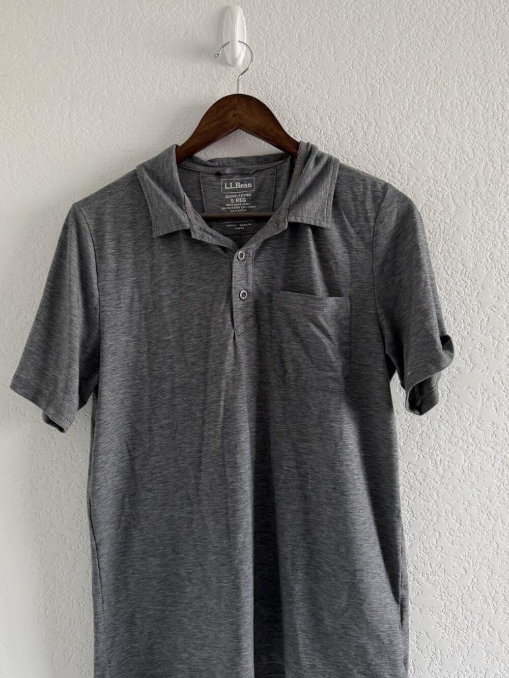 L.L.Bean Grey Short Sleeve Polo Shirt Size S
